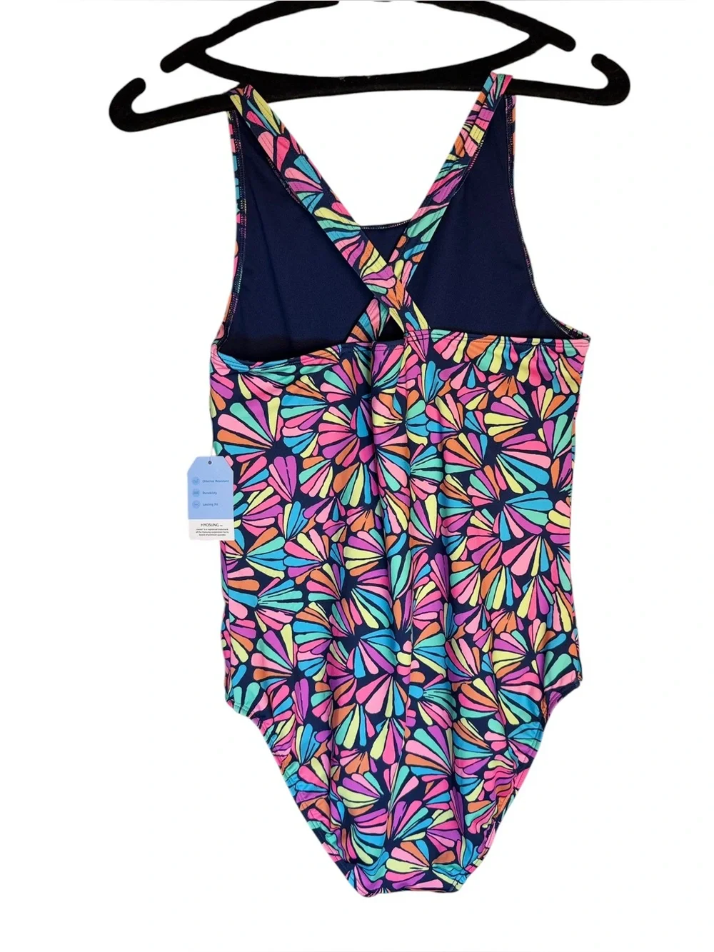 Lands’ End Girls XL 14/16 One Piece Swimsuit Colorful Floral HighClo NWT